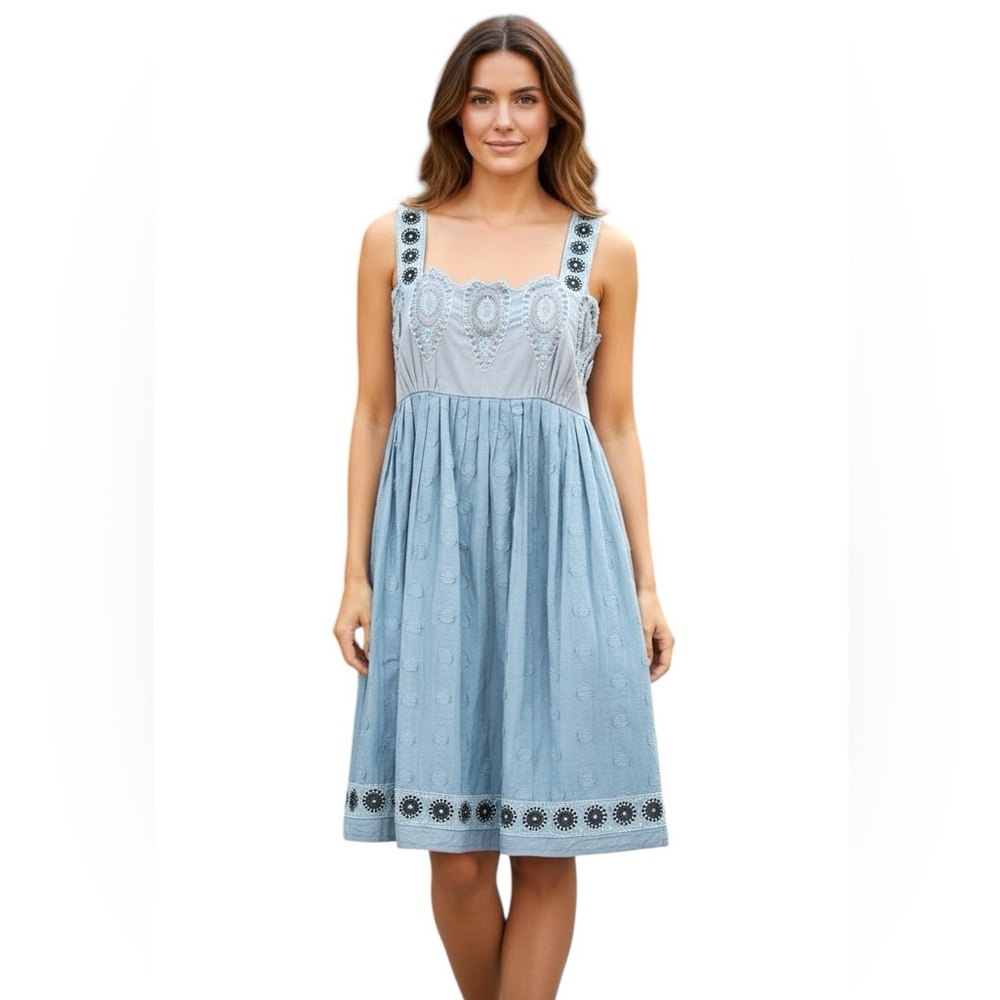 BCBGMAXAZRIA Runway Embroidered Cotton Dress Size S